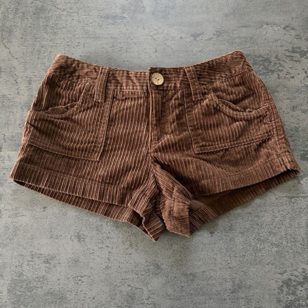 OP Ocean Pacific Y2K Brown Corduroy Low Rise Shorts 7 Retro Sz 30''